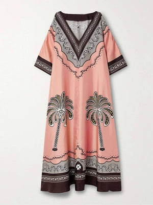 Aurohaya Unique Ethnic Oversized Printed Twill Maxi Dress