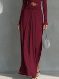 Exquisite One-Shoulder Cutout Pleated Maxi Dress