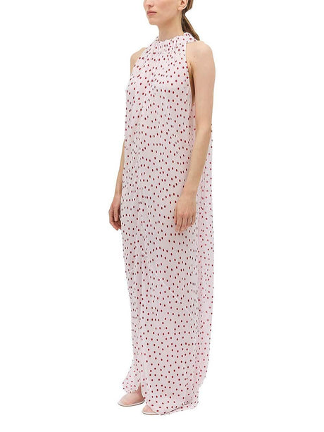 Aurohaya Unique Red Polka Dot Chiffon Maxi Dress