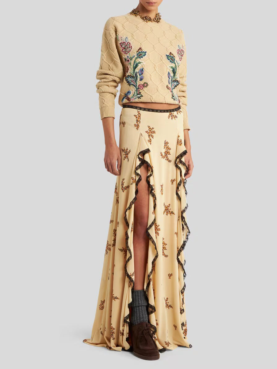 Rose Embroidered Knitted Cardigan