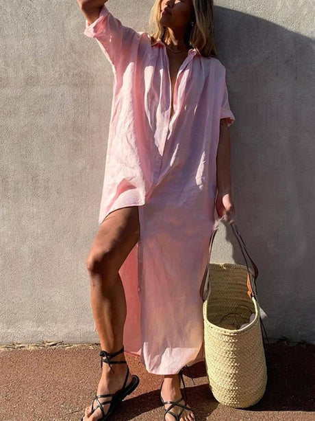 Aurohaya Simple Concept Maxi Shirt Dress
