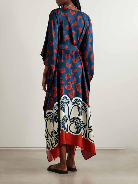 Aurohaya Unique Floral Print Belted Maxi Dress