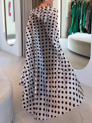 Aurohaya Elegant Polka Dot Print Maxi Dress