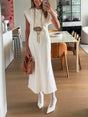 Aurohaya Elegant Drop-Shoulder Slim Maxi Dress White