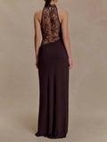 Bérénice Halter Neck Lace Maxi Dress