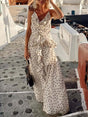 Aurohaya Casual V-neck Polka Dot Print Ruffled Maxi Dress White