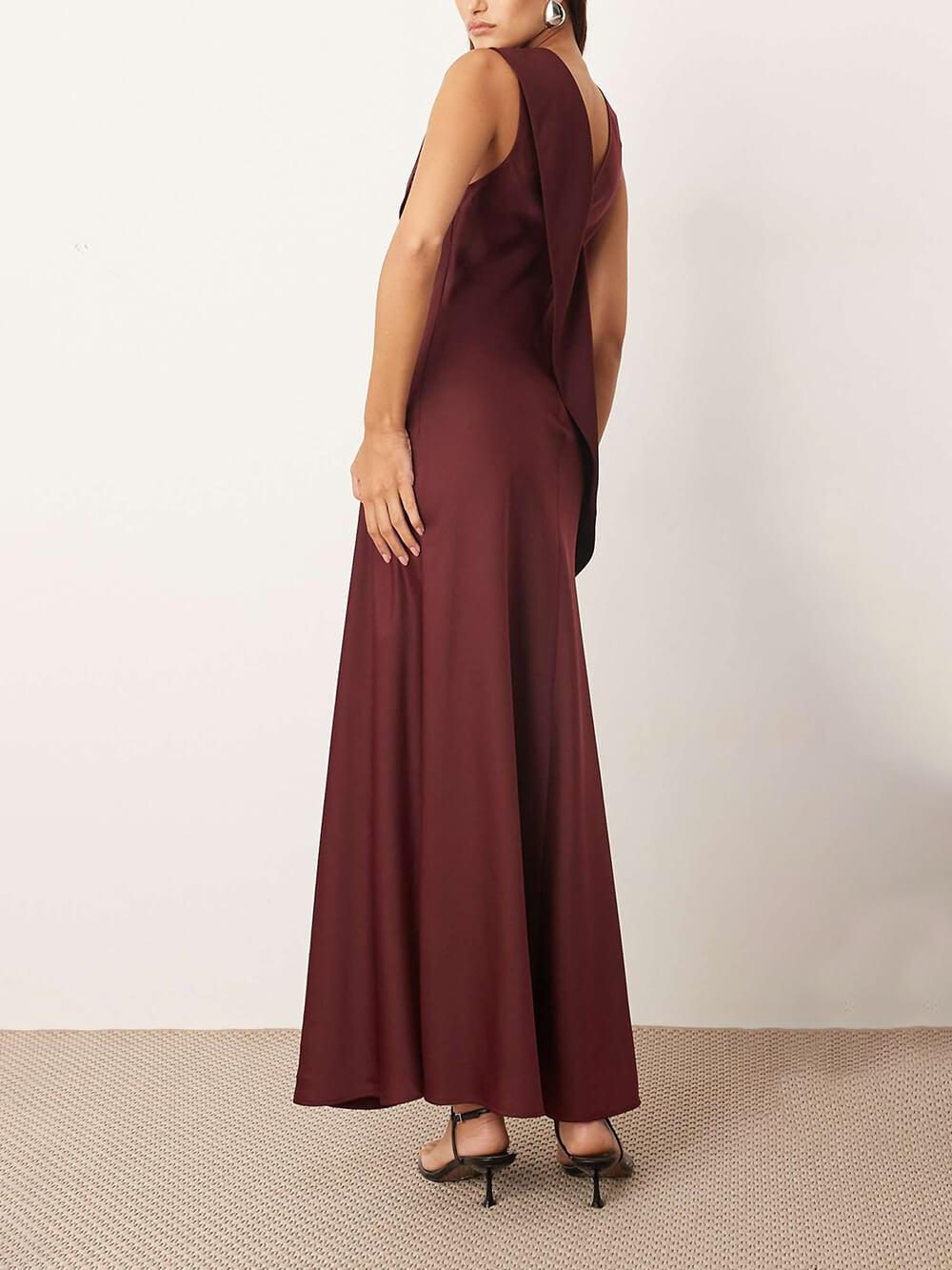 Aurohaya Elegant Contrast Panel Sleeveless Maxi Dress
