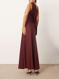 Elegant Contrast Panel Sleeveless Maxi Dress