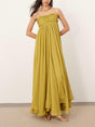 Aurohaya Elegant Off-Shoulder A-Line Maxi Slip Maxi Dress Chartreuse