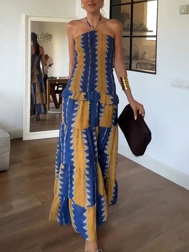 Aurohaya Relaxed Low-rise Floral-print Tiered Maxi Dress