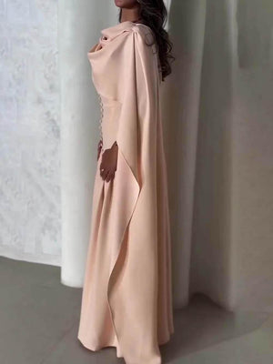 Aurohaya Exquisite Unique Cape-style Corset-bodice Maxi Dress