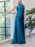 Elegant Backless Tie-Neck Party Maxi Dress