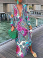 Aurohaya Bohemian V-Neck Printed Maxi Dress Multicolor
