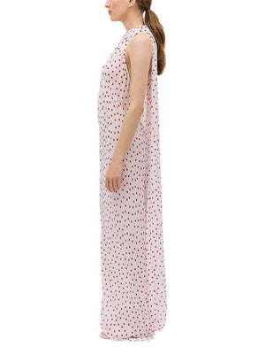 Aurohaya Unique Red Polka Dot Chiffon Maxi Dress