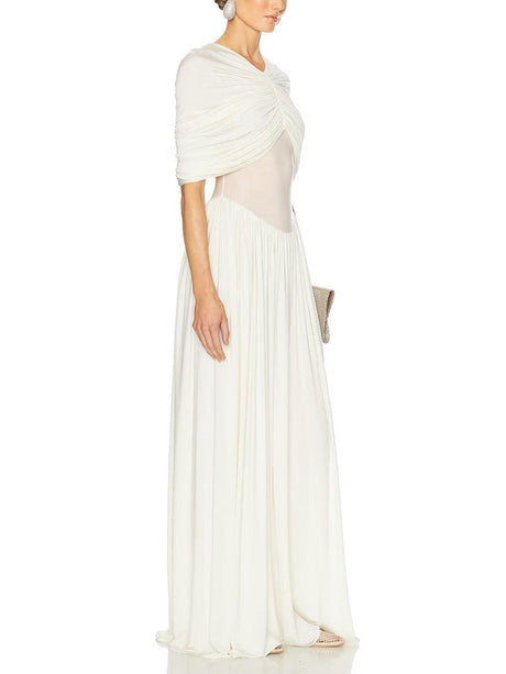 Aurohaya Elegant V-neck Pleated Maxi Dress