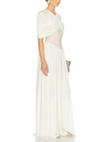 Elegant V-neck Pleated Maxi Dress