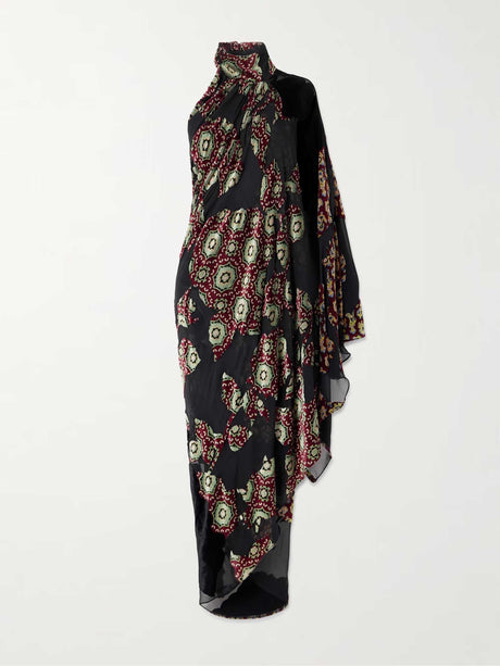 Aurohaya Elegant Halterneck Pleated Print Maxi Dress