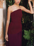 Elegant Strapless Pleated Maxi Dress