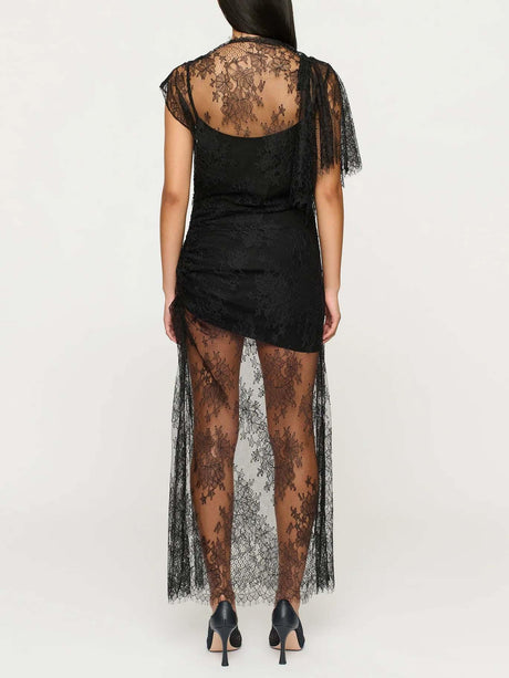 Aurohaya Elegant Lace Irregular Sleeve Maxi Dress