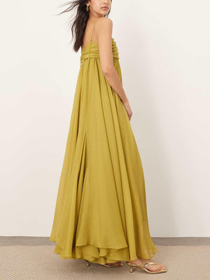 Aurohaya Elegant Off-Shoulder A-Line Maxi Slip Maxi Dress