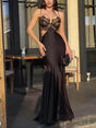 Aurohaya Exquisite Lace Cutout Mermaid Evening Gown Dress Black