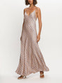 Aurohaya Elegant Geometric Print Strappy Maxi Dress Blues