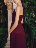Elegant Strapless Pleated Maxi Dress