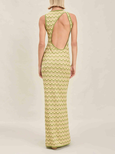 Aurohaya Exquisite Asymmetric Open Back Knitted Maxi Dress