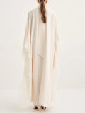Elegant High-Neck Flowing Cape Maxi Dress