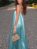 Elegant Satin Backless Slip Maxi Dress