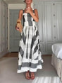 Aurohaya Classic Casual Plaid Print Pleated A-Line Maxi Dress Black