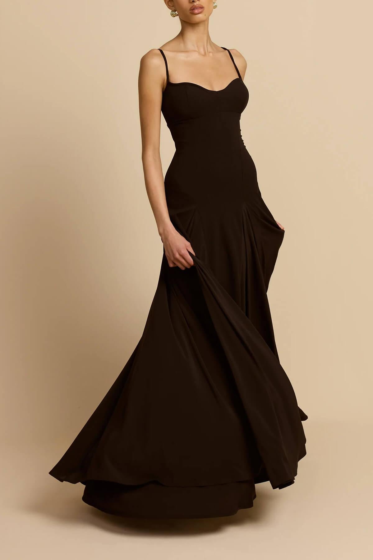 Aurohaya Elegance Panelled Tulle A-line Slip Maxi Dress