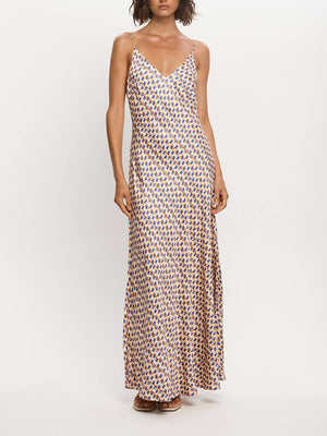 Aurohaya Elegant Geometric Print Strappy Maxi Dress