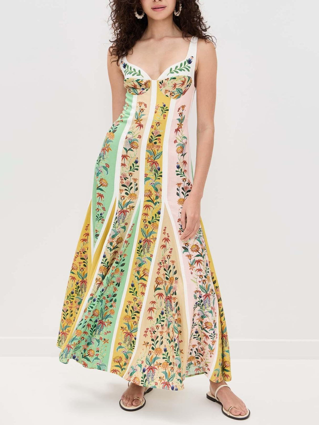 Aurohaya Casual Patchwork Floral Print A-line Maxi Dress Multic