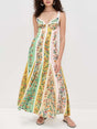Aurohaya Casual Patchwork Floral Print A-line Maxi Dress Multic