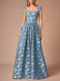 Elegant Drape Neck Floral A-Line Maxi Dress