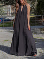 Aurohaya Elegant Off-Shoulder V-Neck A-Line Maxi Dress Black