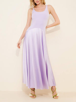 Aurohaya Elegant Curved Waist Spliced Satin Party Maxi Dress