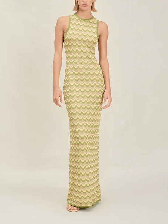 Exquisite Asymmetric Open Back Knitted Maxi Dress