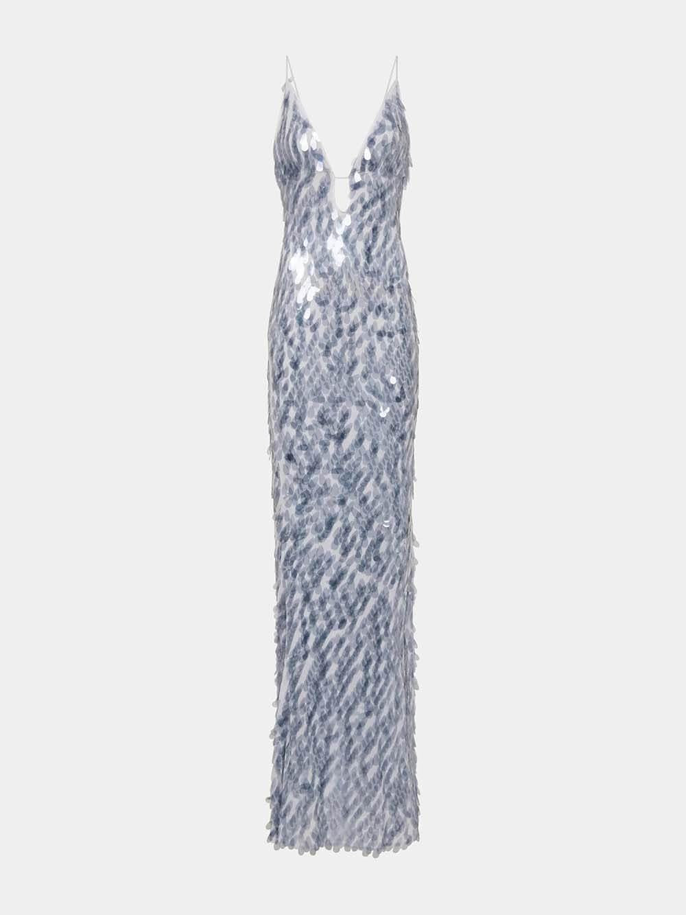 Aurohaya Elegant Sequined V-Neck Fitted Party Maxi Dress