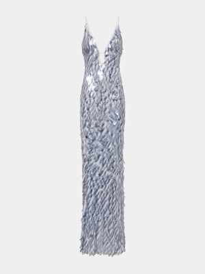 Aurohaya Elegant Sequined V-Neck Fitted Party Maxi Dress