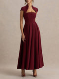 Elegant Asymmetrical Neckline Maxi Dress