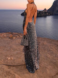 Elegant Sequined Backless Maxi Dress