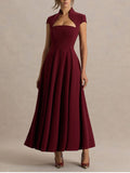 Elegant Asymmetrical Neckline Maxi Dress