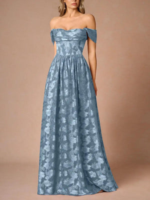 Aurohaya Elegant Drape Neck Floral A-Line Maxi Dress