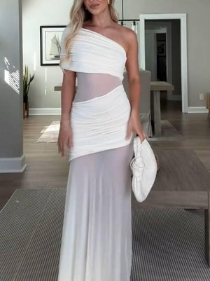 Aurohaya Off-shoulder Tulle Maxi dress White
