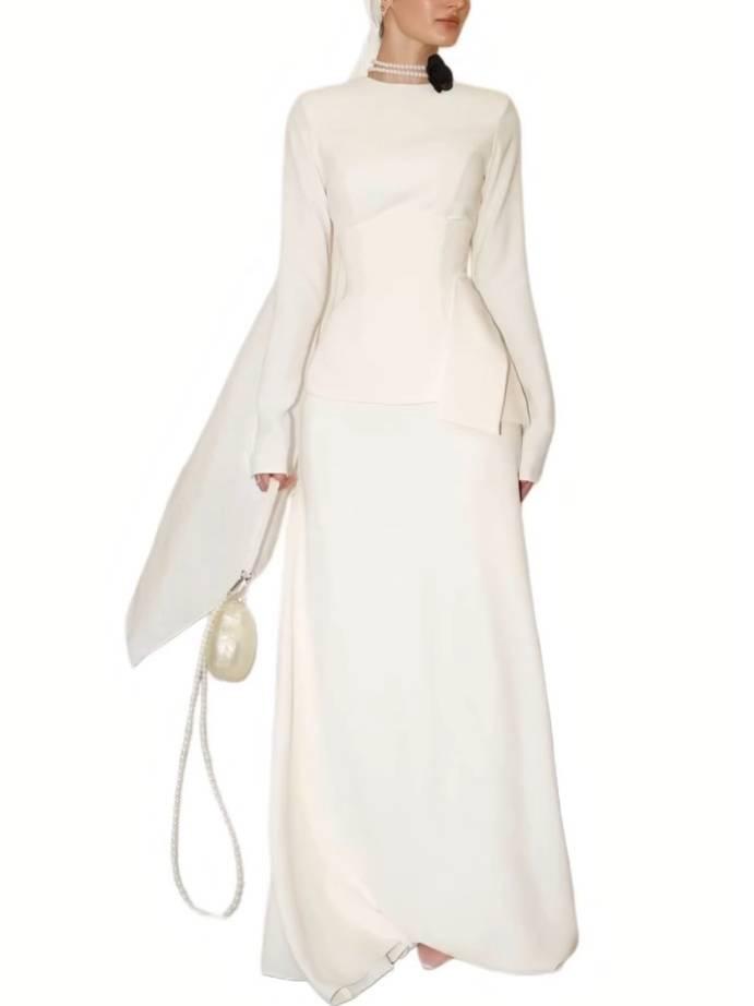 Aurohaya Waist Belt Design Maxi Dress Set