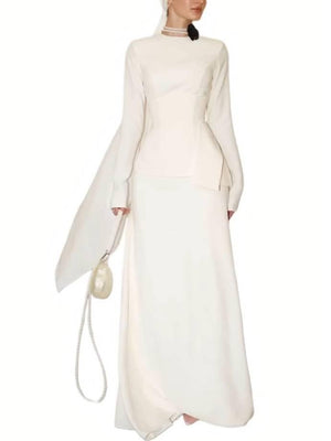 Aurohaya Waist Belt Design Maxi Dress Set