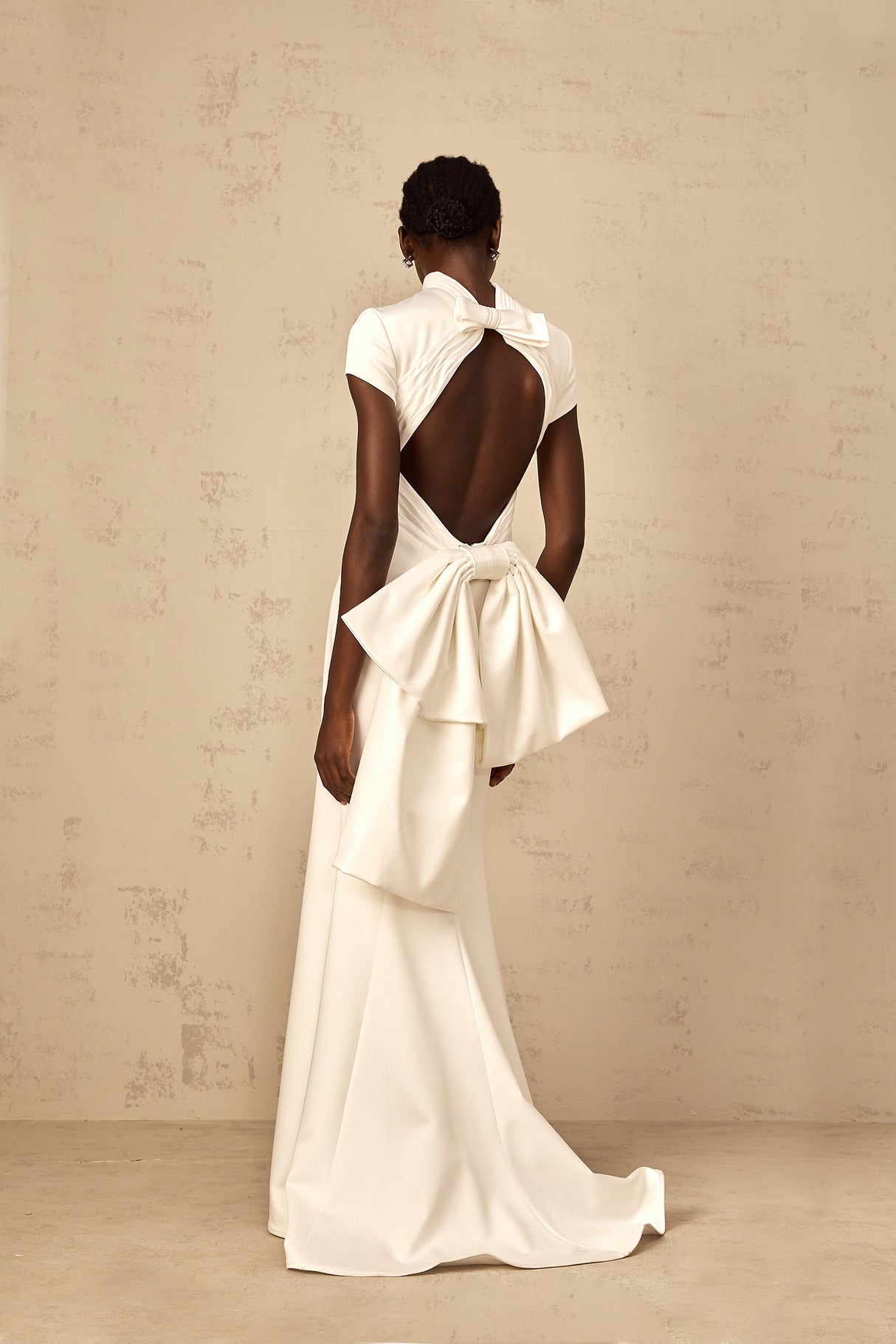 Aurohaya Camille White Statement Bow Mermaid Maxi Dress