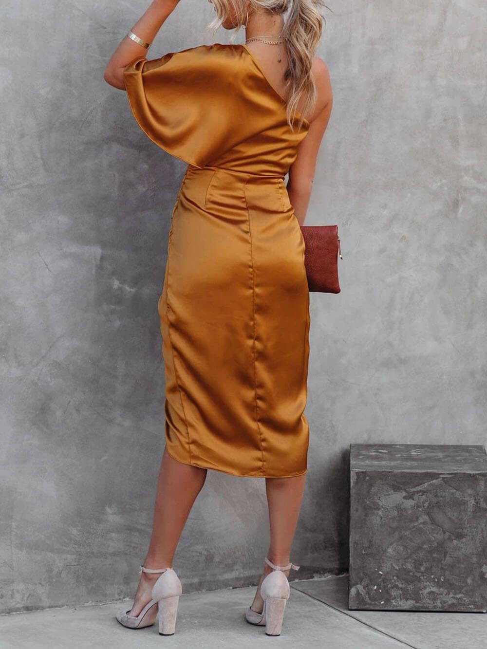 Aurohaya Single Sleeve Irregular Evening Dress